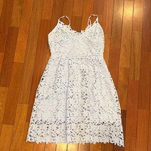 Astr light blue Crochet Lace Spaghetti Strap Dress